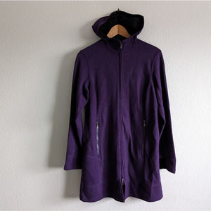 Ibex Women's Merino Hoodie Tunic Jacket in Purple | M